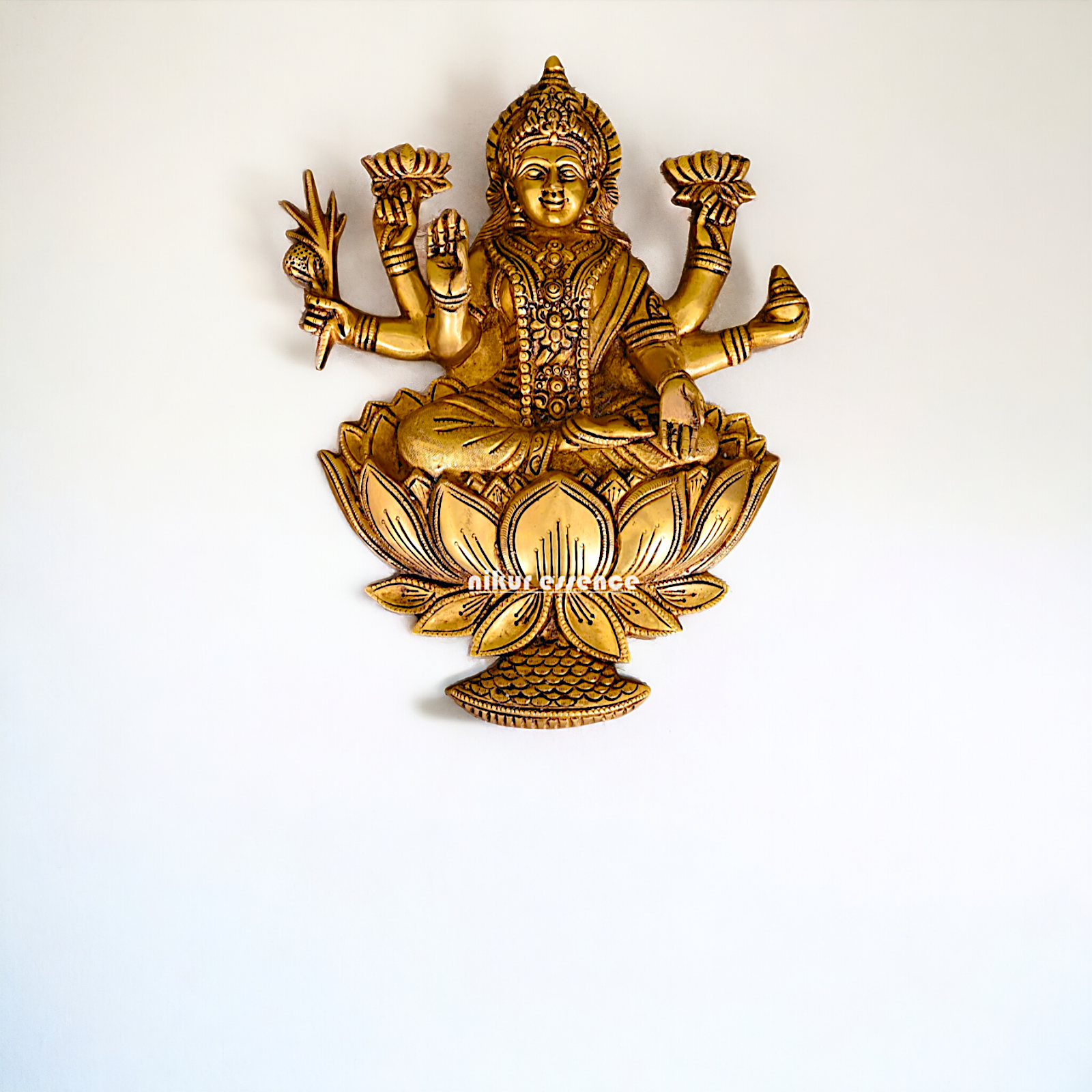 Dhanlakshmi Brass wall Hanging plate idol - 13 Inches Nikuressence
