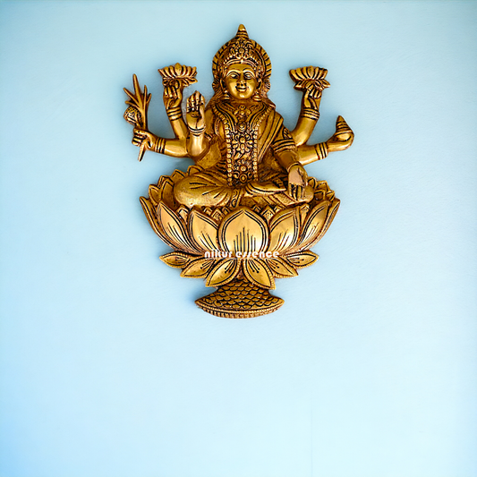 Dhanlakshmi Brass wall Hanging plate idol - 13 Inches Nikuressence