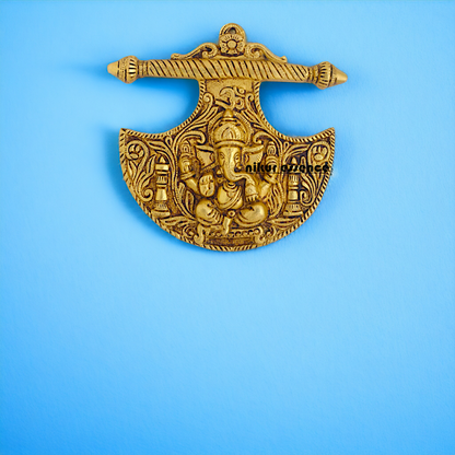 Ganesha Ganpati Brass wall Hanging plate idol - 8 Inches Nikuressence