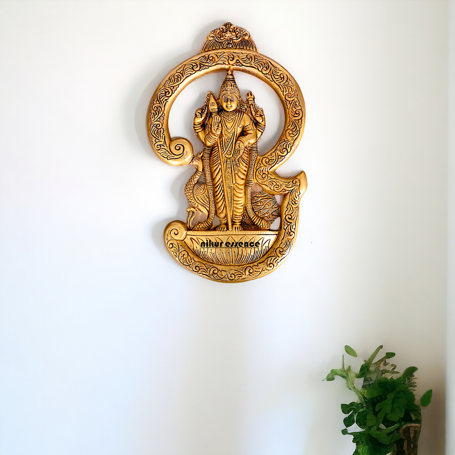Kartikeya Brass wall Hanging plate idol - 13.5 Inches Nikuressence