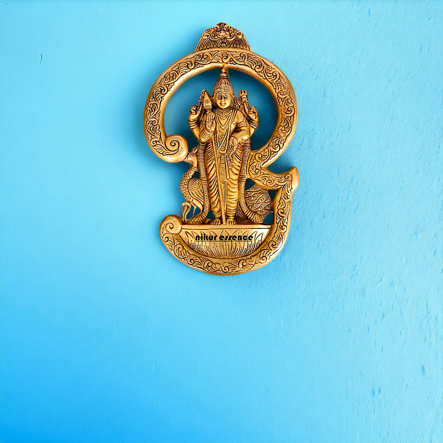 Kartikeya Brass wall Hanging plate idol - 13.5 Inches Nikuressence