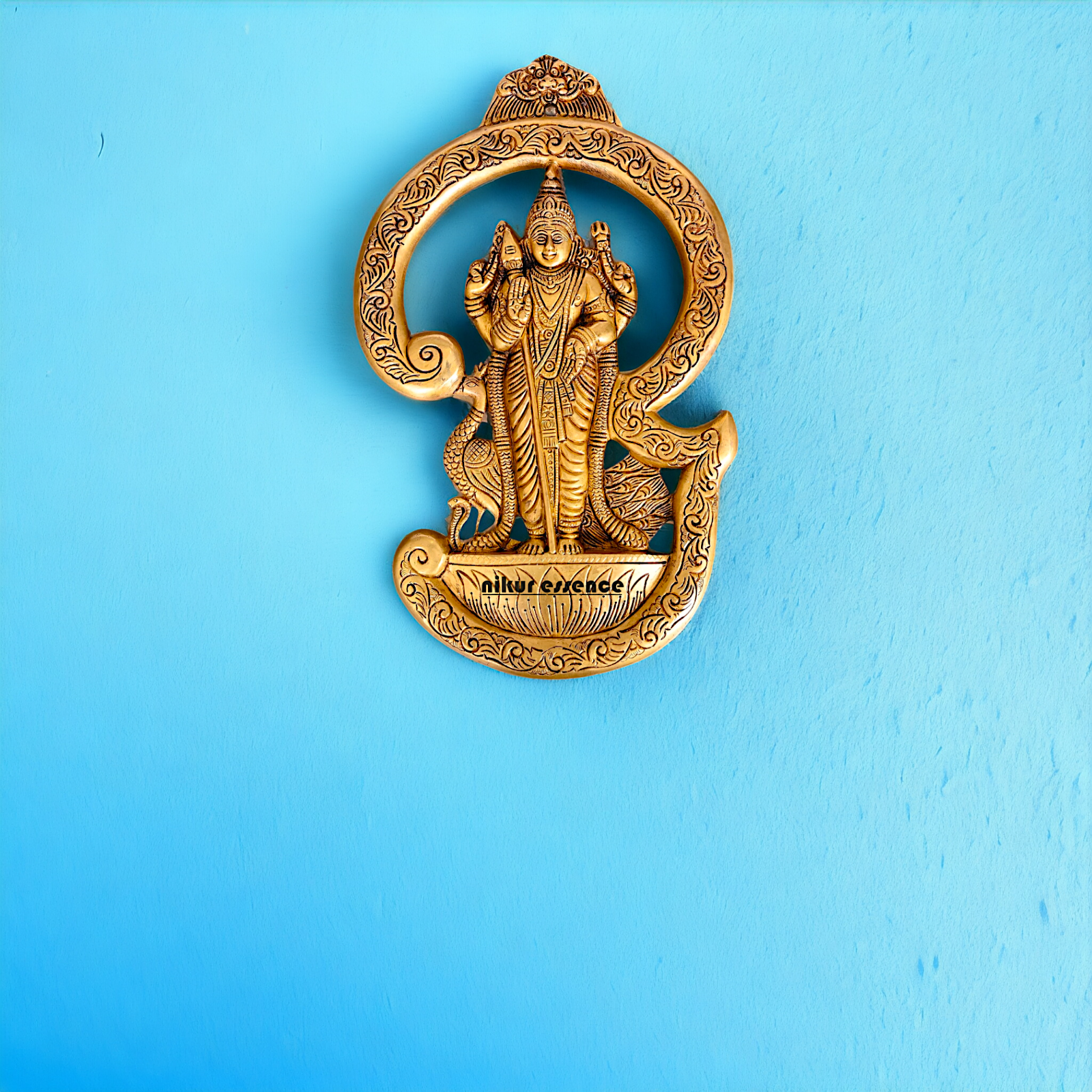 Kartikeya Brass wall Hanging plate idol - 13.5 Inches Nikuressence