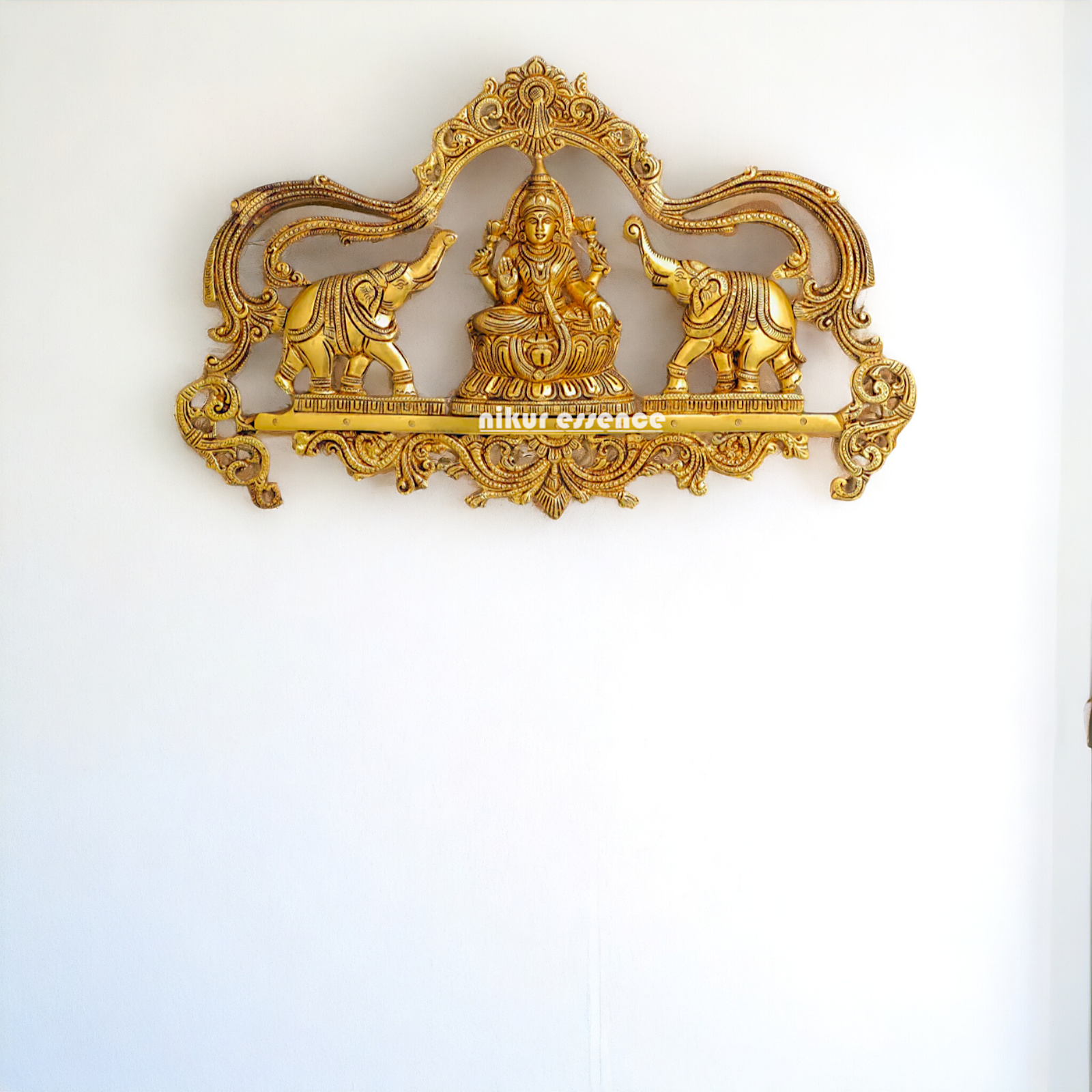 Gaja Lakshmi pure Brass decor wall Hanging plate idol - 11 Inches Nikuressence