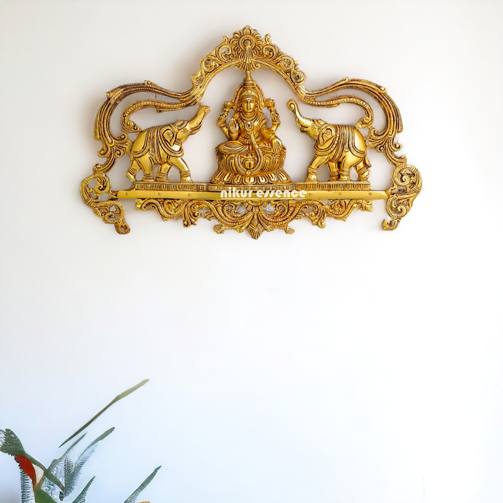Gaja Lakshmi pure Brass decor wall Hanging plate idol - 11 Inches Nikuressence