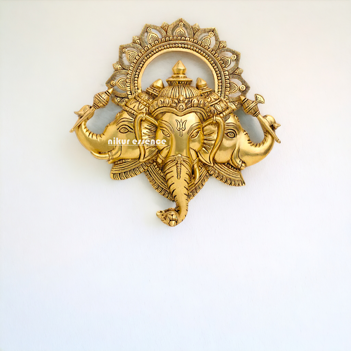 Ganesha pure Brass decor wall Hanging plate idol - 17 Inches Nikuressence