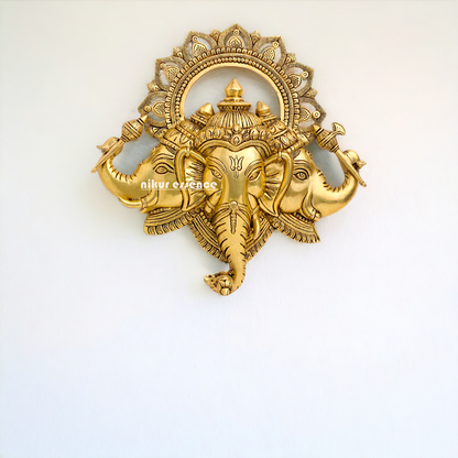 Ganesha pure Brass decor wall Hanging plate idol - 17 Inches Nikuressence