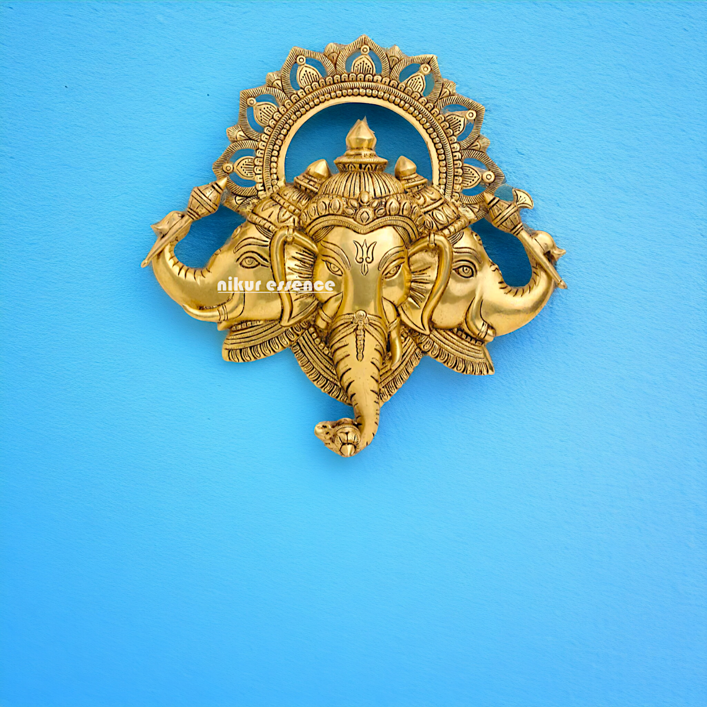 Ganesha pure Brass decor wall Hanging plate idol - 17 Inches Nikuressence
