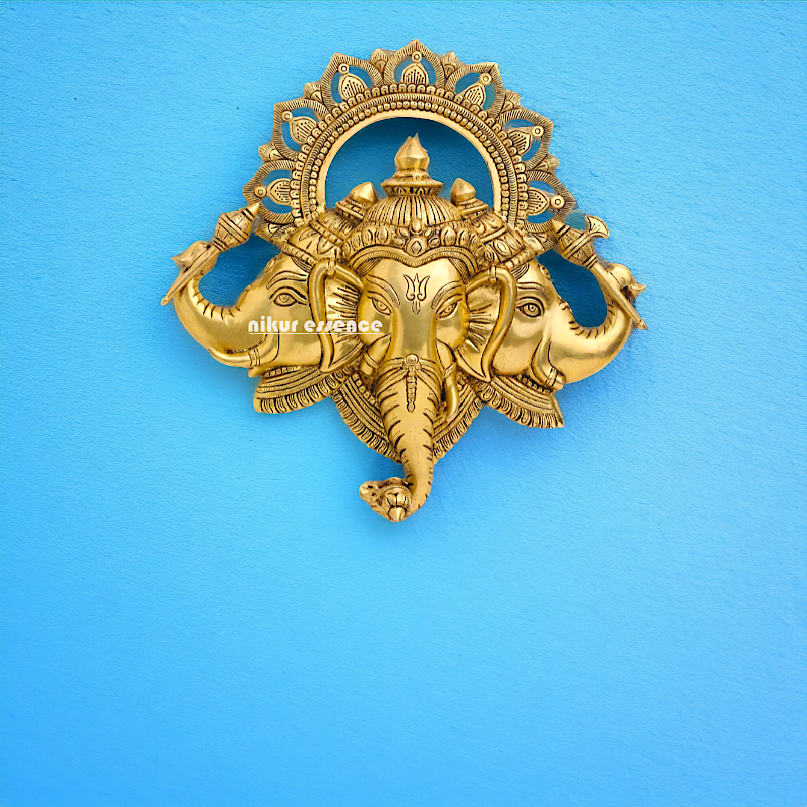 Ganesha pure Brass decor wall Hanging plate idol - 17 Inches Nikuressence