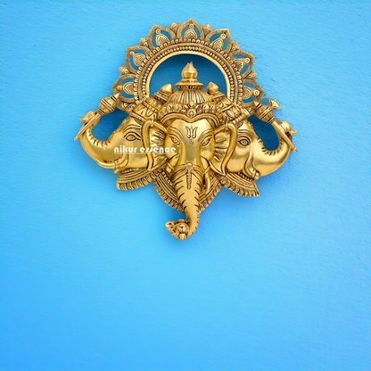 Ganesha pure Brass decor wall Hanging plate idol - 17 Inches Nikuressence