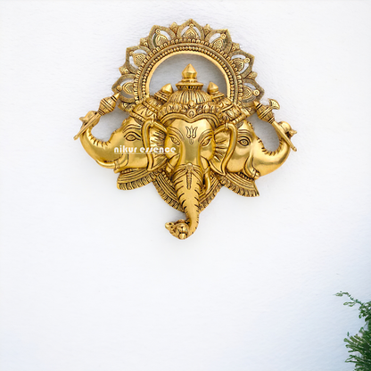 Ganesha pure Brass decor wall Hanging plate idol - 17 Inches Nikuressence