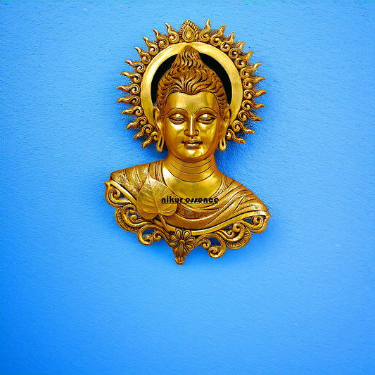 Big Buddha pure Brass decor wall Hanging plate idol - 15.5 Inches Nikuressence