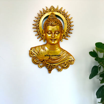Big Buddha pure Brass decor wall Hanging plate idol - 15.5 Inches Nikuressence