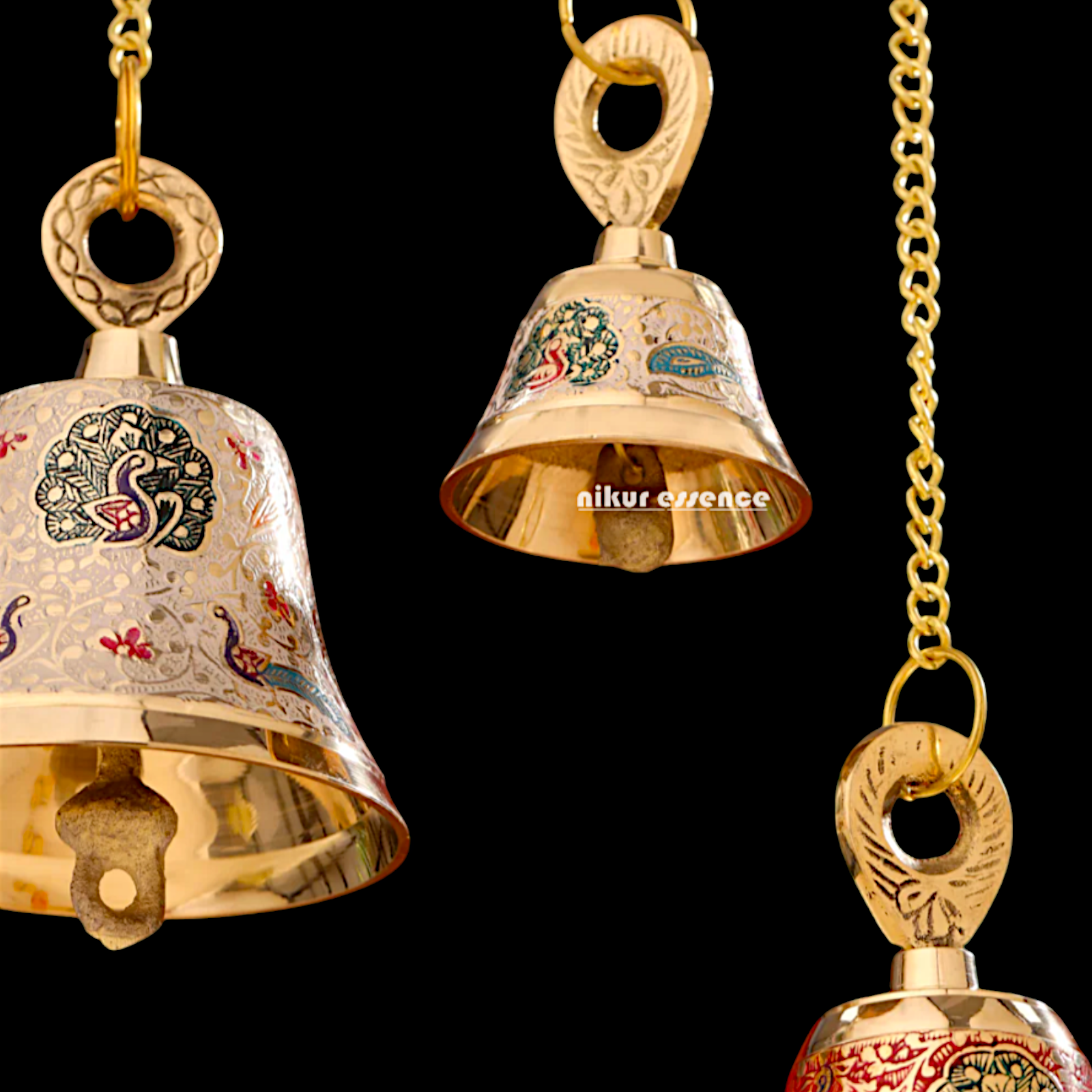 Brass Pooja Bell decorative wall Hanging - 17 Inches Nikuressence