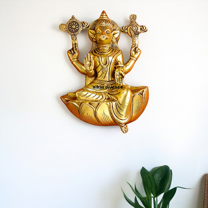 Brass Varahi Amman decor wall Hanging plate idol - 12 Inches Nikuressence