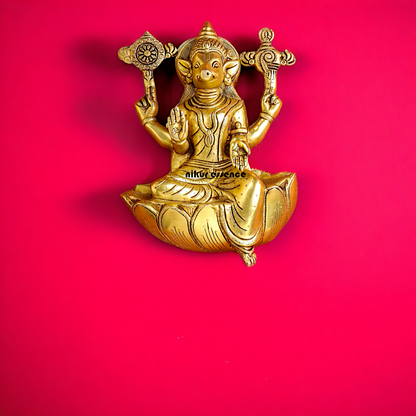 Brass Varahi Amman decor wall Hanging plate idol - 12 Inches Nikuressence