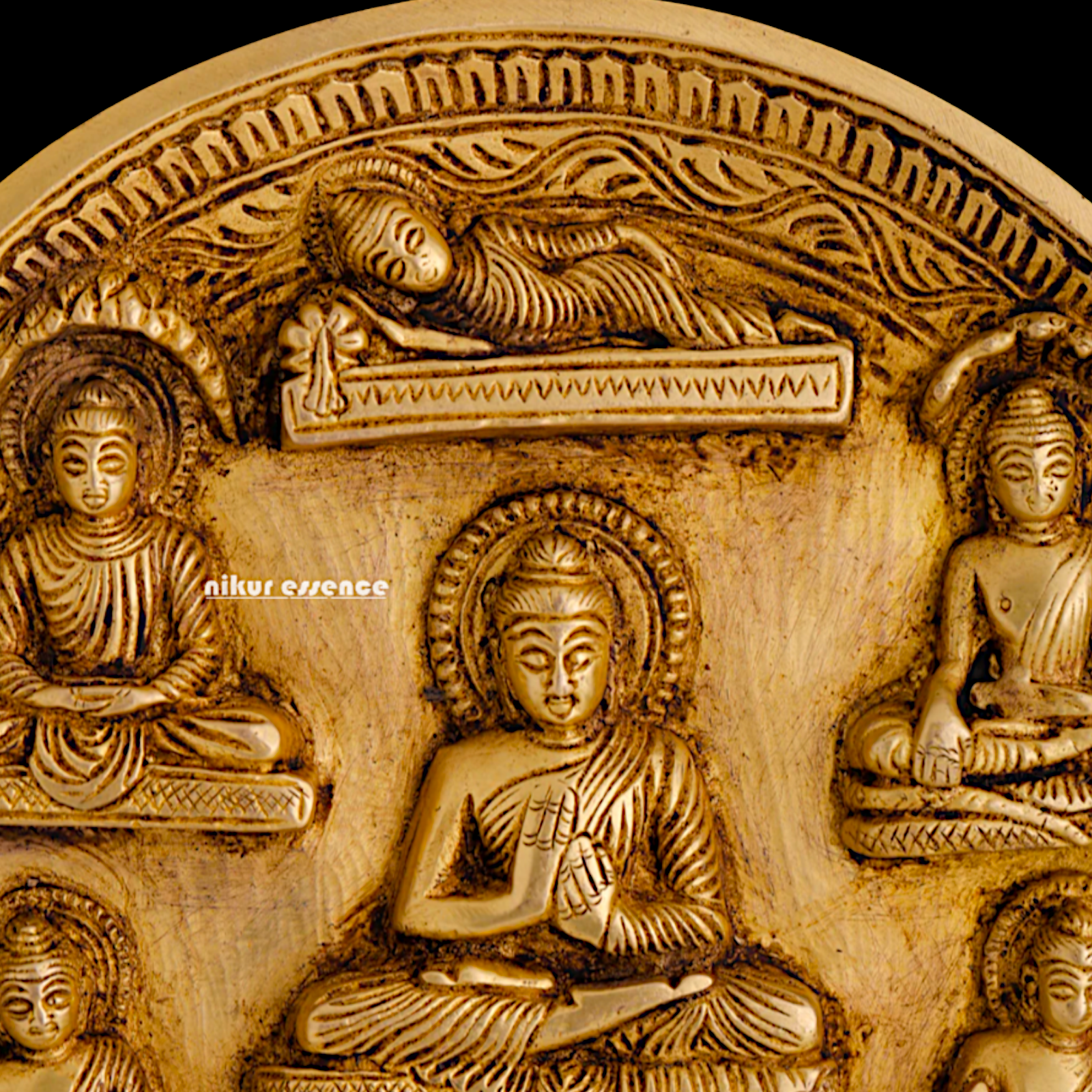 Brass Buddha beautiful decor wall Hanging plate idol - 8 Inches Nikuressence