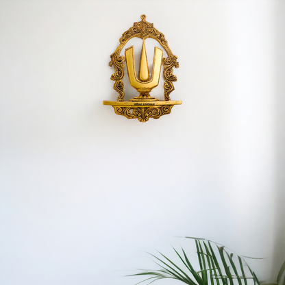 Brass Shankh chakra namaha beautiful decor wall Hanging plate idol - 12.5 Inches Nikuressence