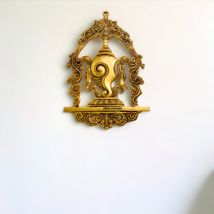 Brass Shankh chakra namaha beautiful decor wall Hanging plate idol - 12.5 Inches Nikuressence