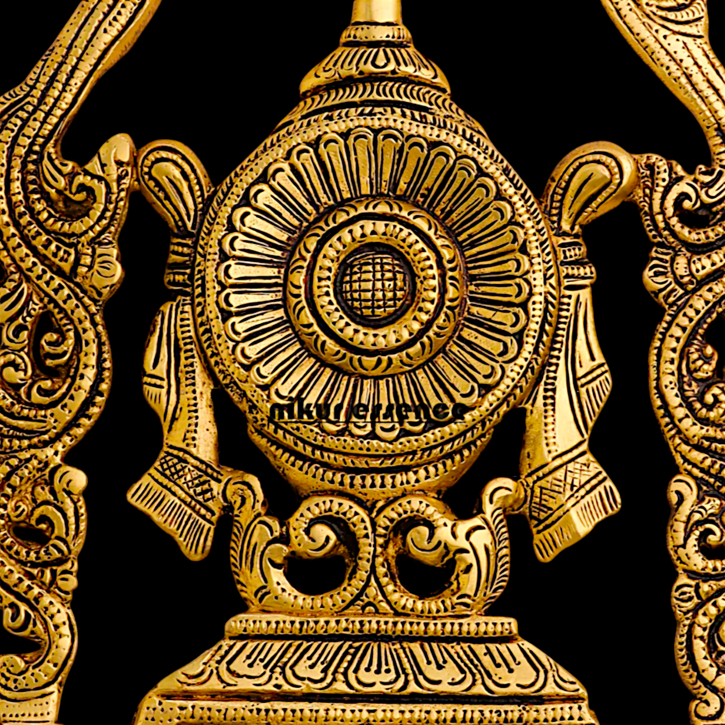 Brass Shankh chakra namaha beautiful decor wall Hanging plate idol - 12.5 Inches Nikuressence