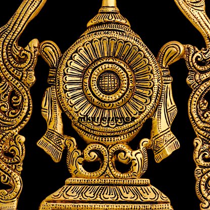 Brass Shankh chakra namaha beautiful decor wall Hanging plate idol - 12.5 Inches Nikuressence