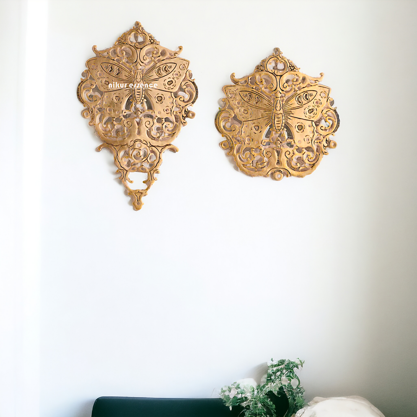 Brass Butterfly beautiful decor wall Hanging plate idol - 16.5 Inches Nikuressence