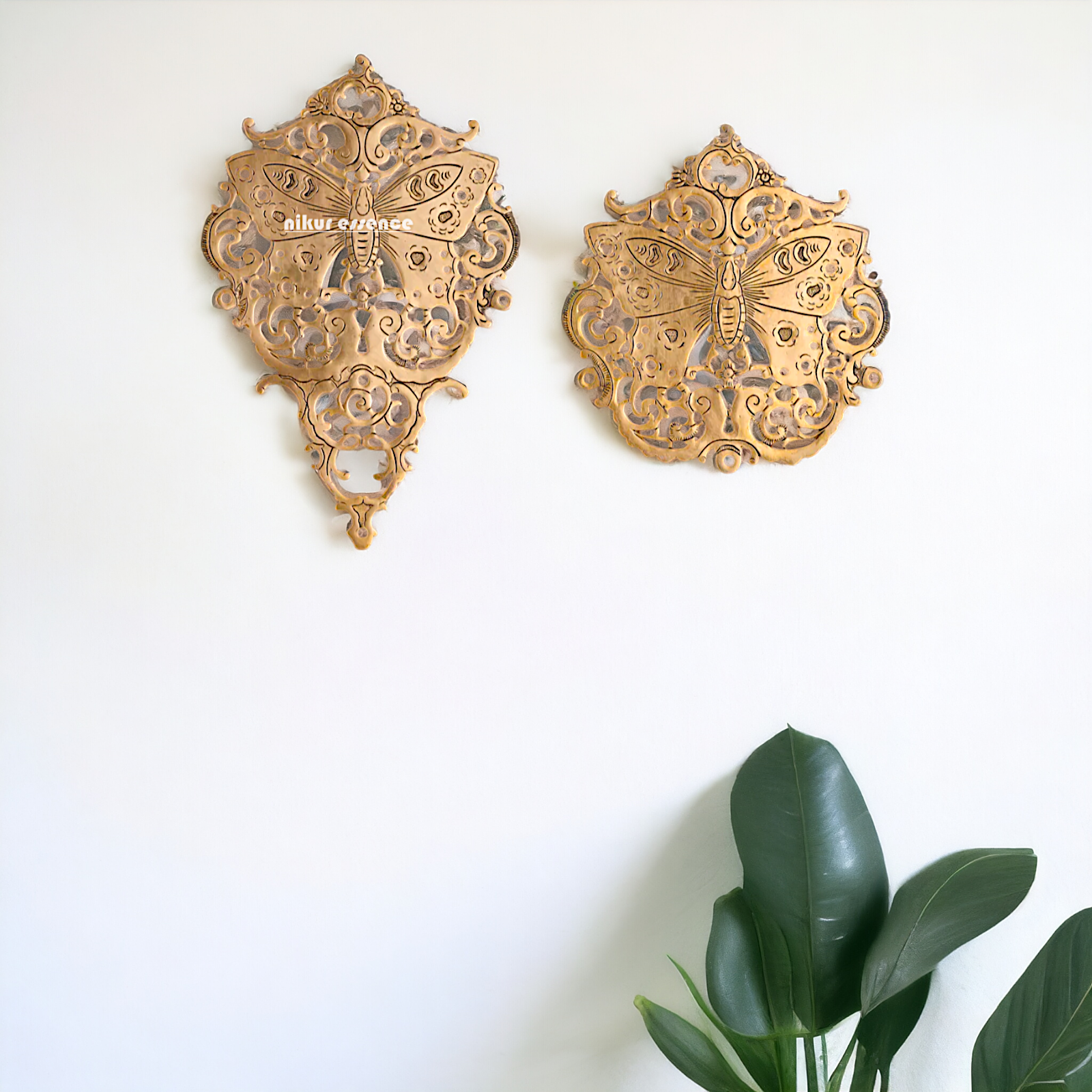 Brass Butterfly beautiful decor wall Hanging plate idol - 16.5 Inches Nikuressence