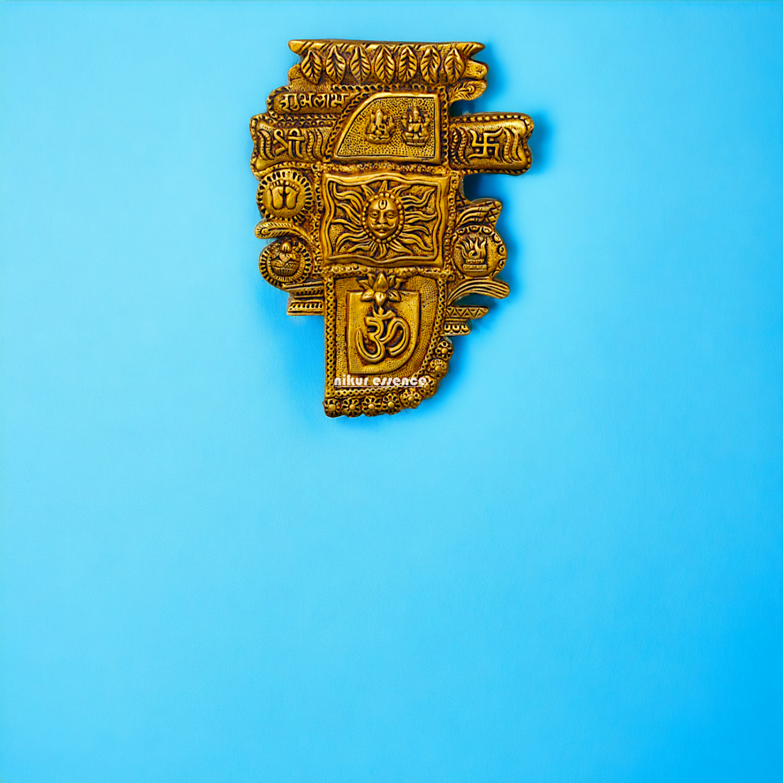 Antique brass Diwali decor wall Hanging plate - 9 Inches Nikuressence