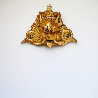 Antique brass Yali face decor wall Hanging plate - 5.5 Inches Nikuressence