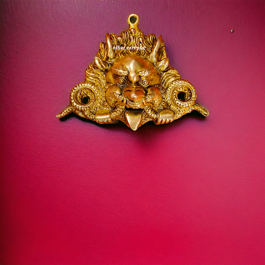 Antique brass Yali face decor wall Hanging plate - 5.5 Inches Nikuressence