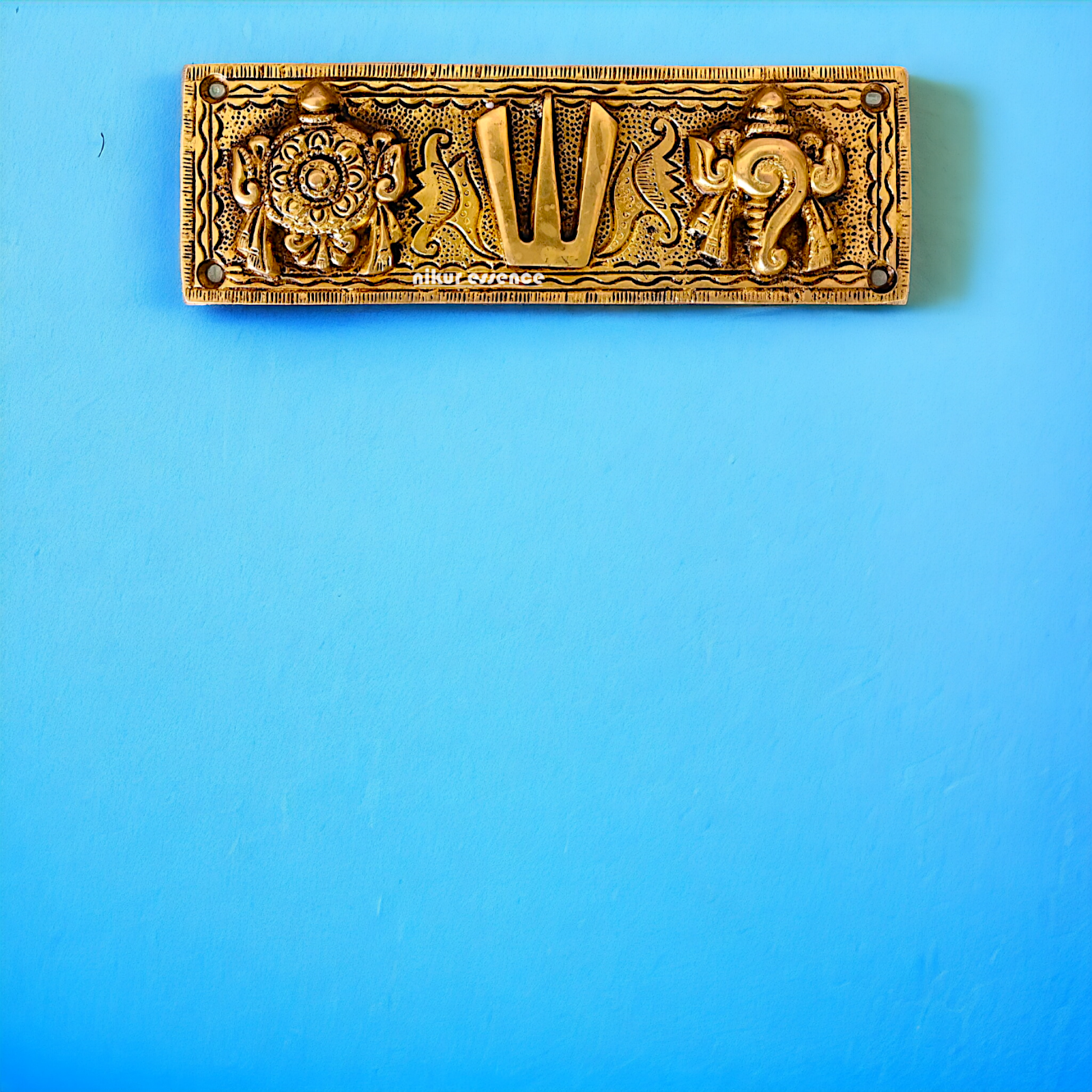 Antique brass Shankh chakra namaha wall Hanging plate - 2.5 Inches Nikuressence