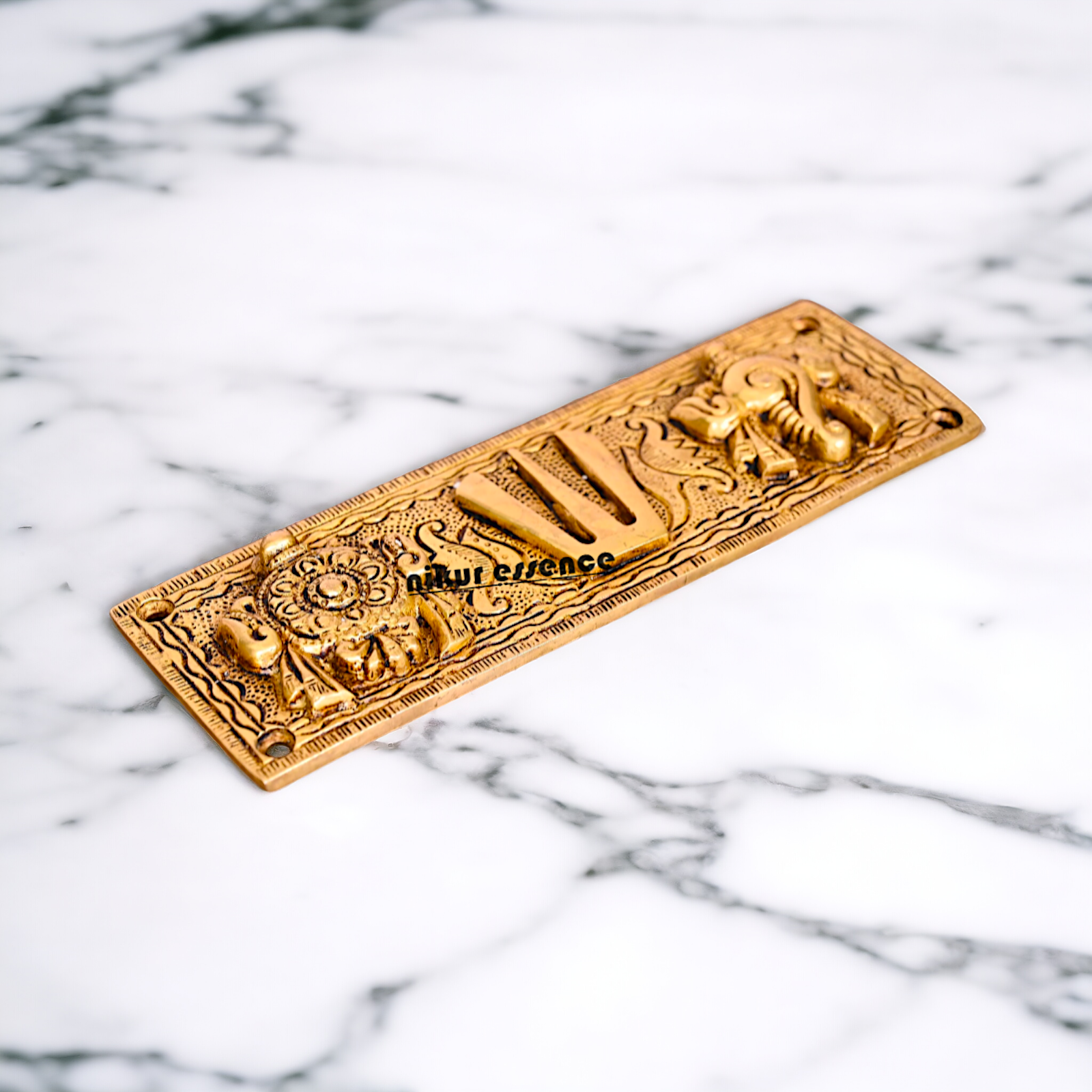 Antique brass Shankh chakra namaha wall Hanging plate - 2.5 Inches Nikuressence