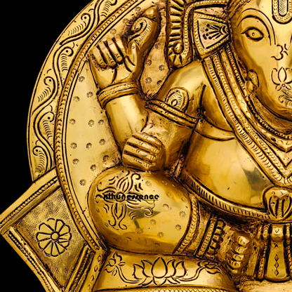Brass Ganesha beautiful wall Hanging plate - 11.5 Inches Nikuressence