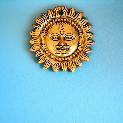 Brass Sun face wall Hanging plate - 4.2 Inches Nikuressence