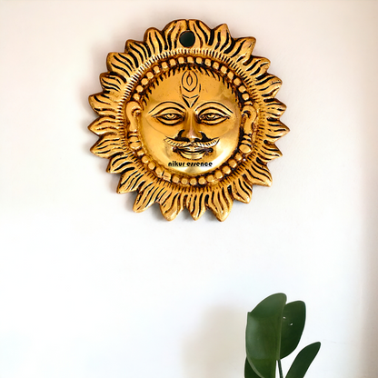 Brass Sun face wall Hanging plate - 4.2 Inches Nikuressence