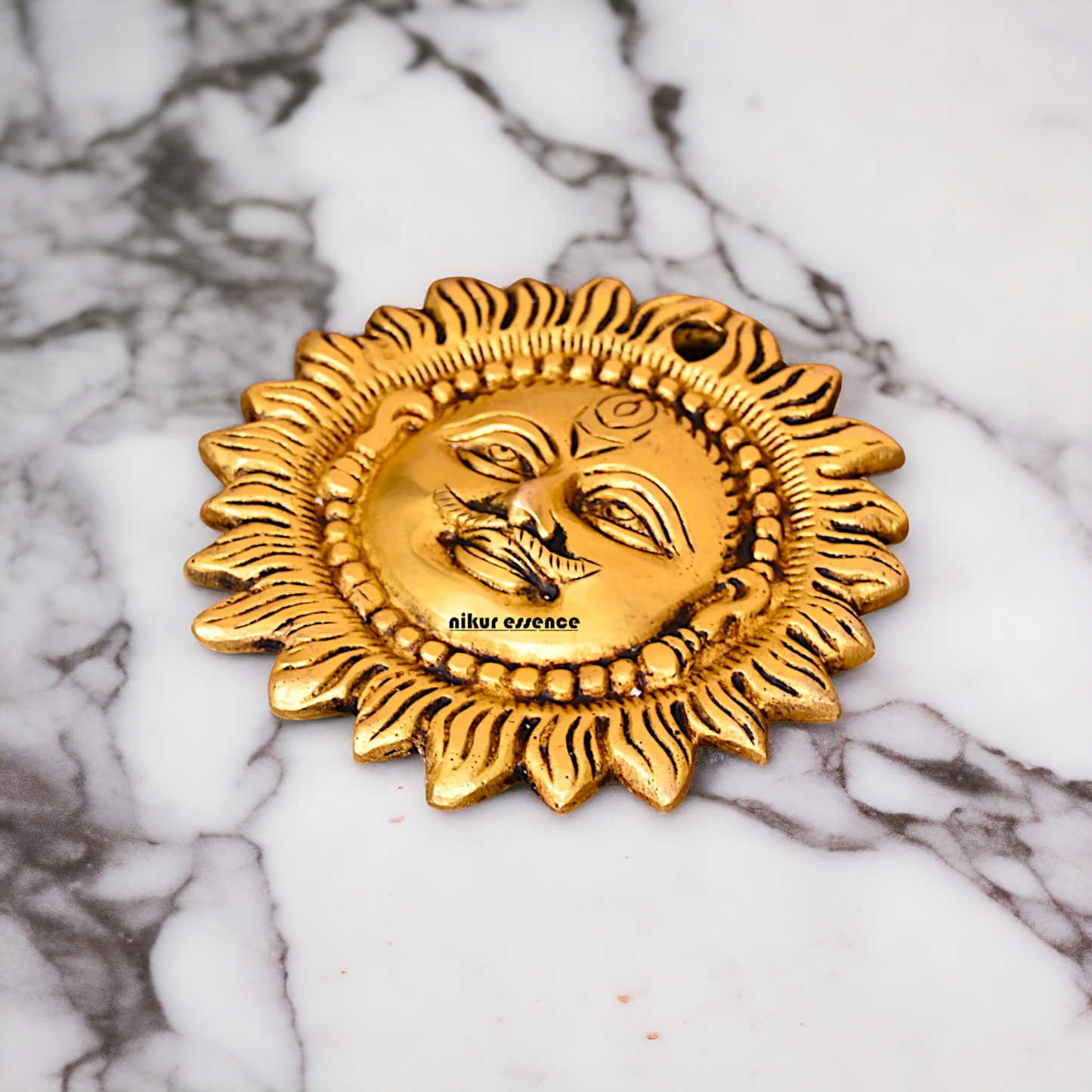 Brass Sun face wall Hanging plate - 4.2 Inches Nikuressence