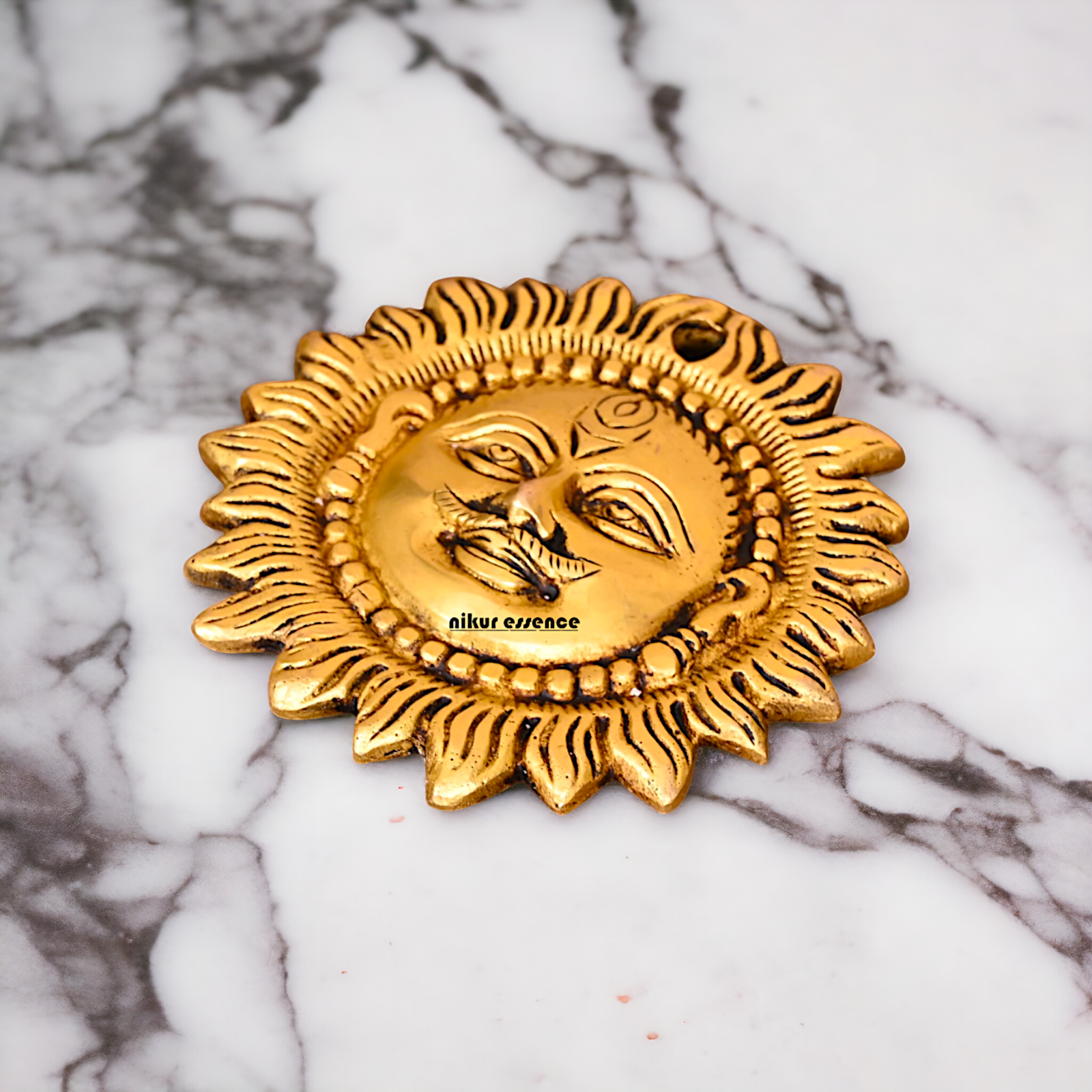 Brass Sun face wall Hanging plate - 4.2 Inches Nikuressence