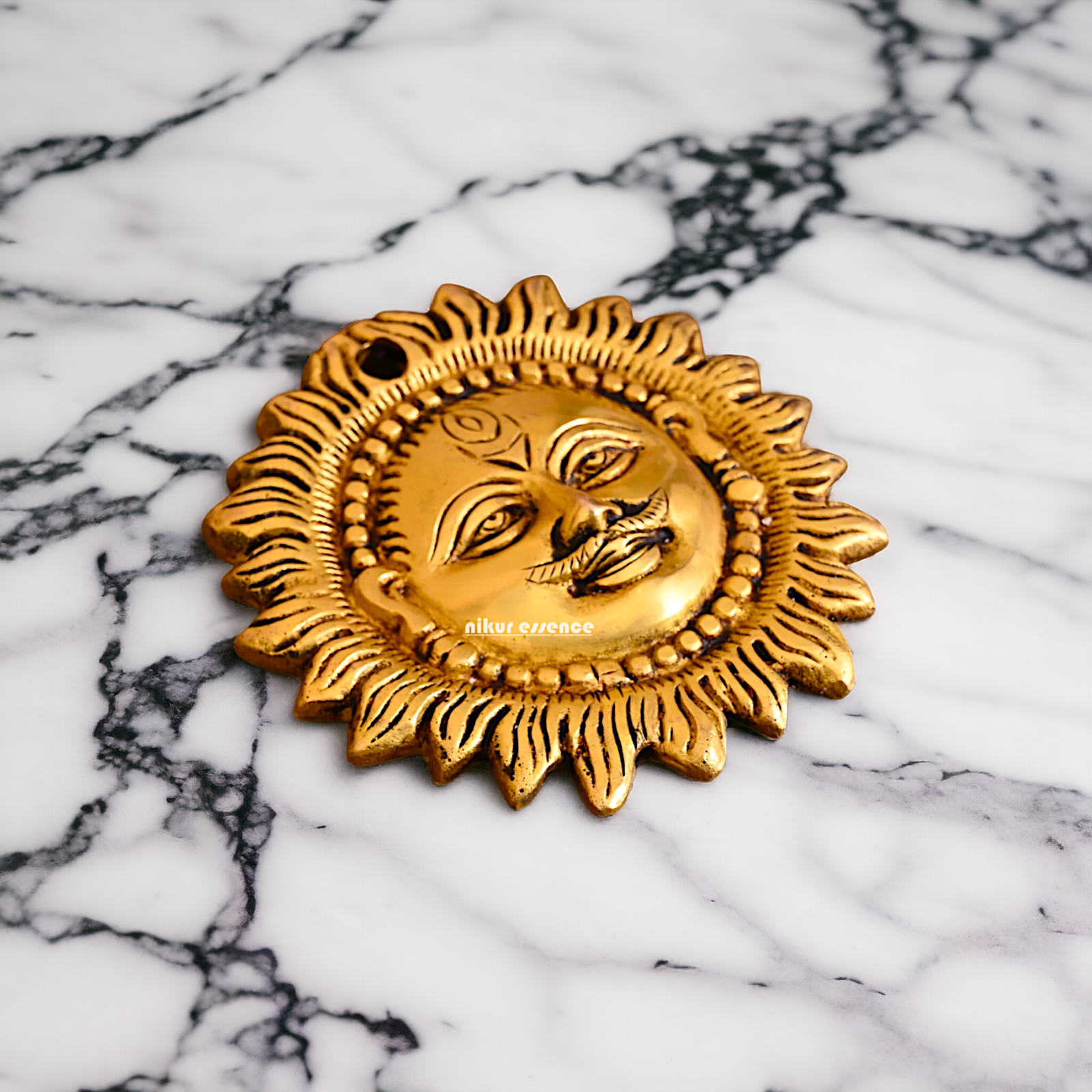Brass Sun face wall Hanging plate - 4.2 Inches Nikuressence