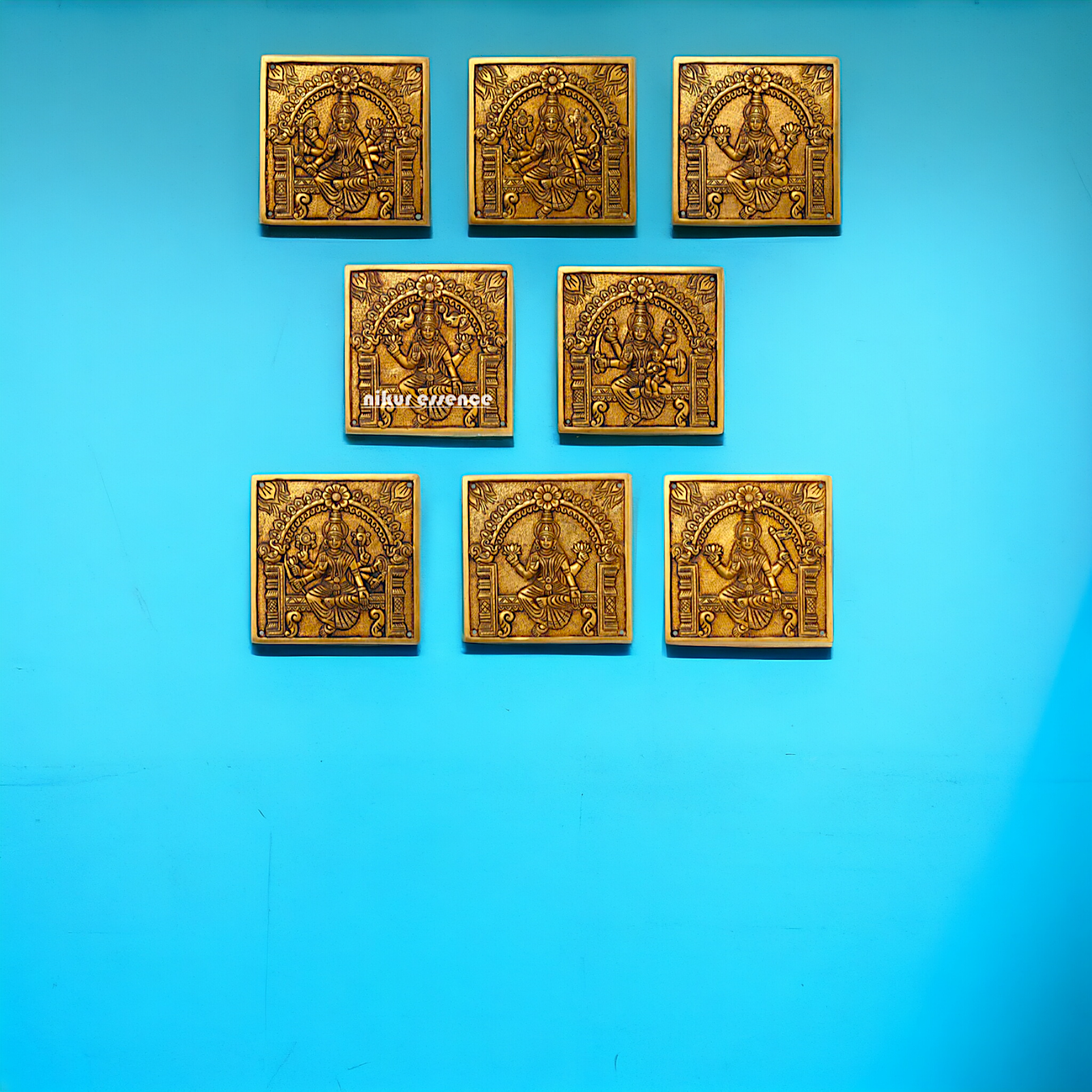 Brass Ashtalakshmi wall Hanging plate - 6.2 Inches Nikuressence