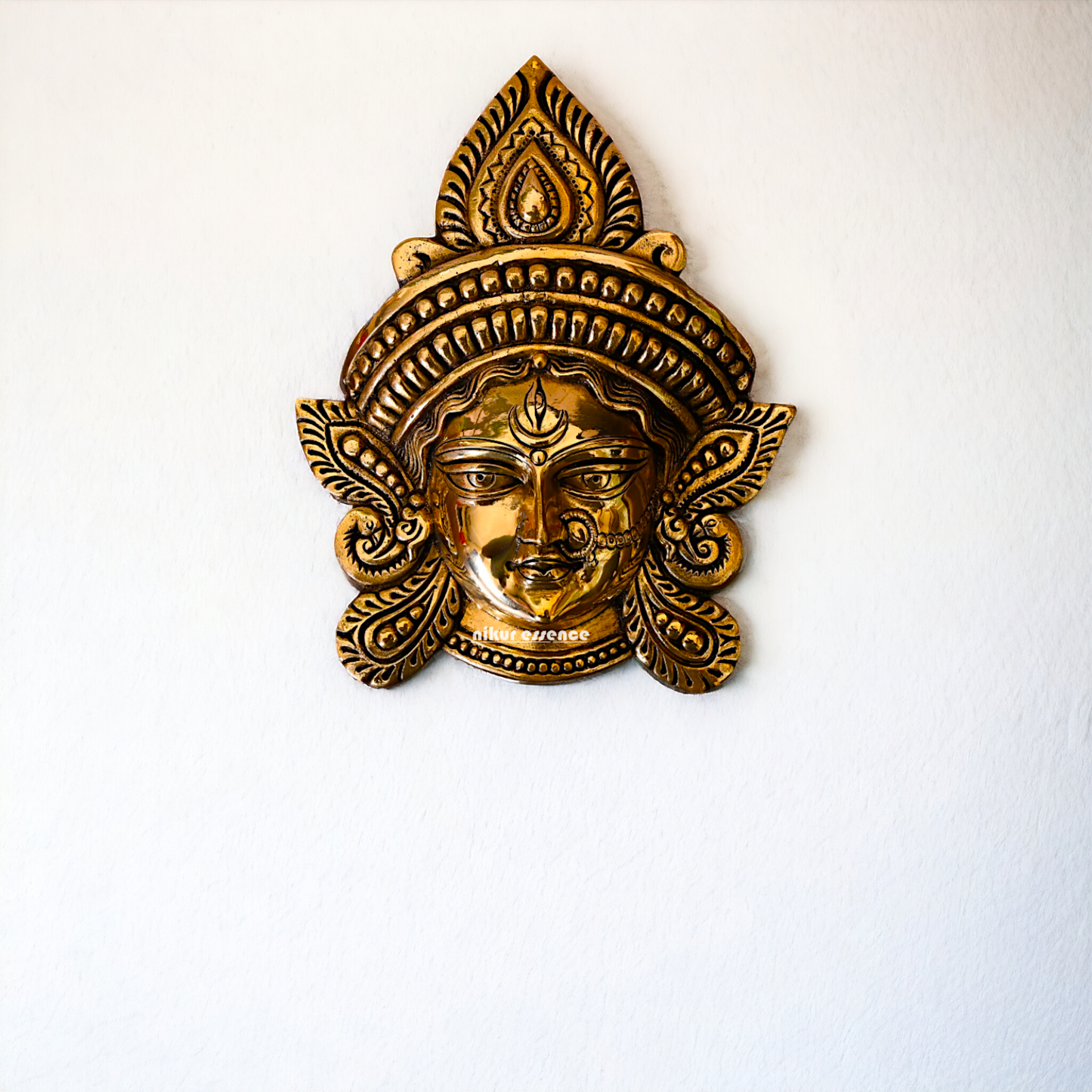 Pure Brass Durga face wall Hanging plate - 10 Inches Nikuressence