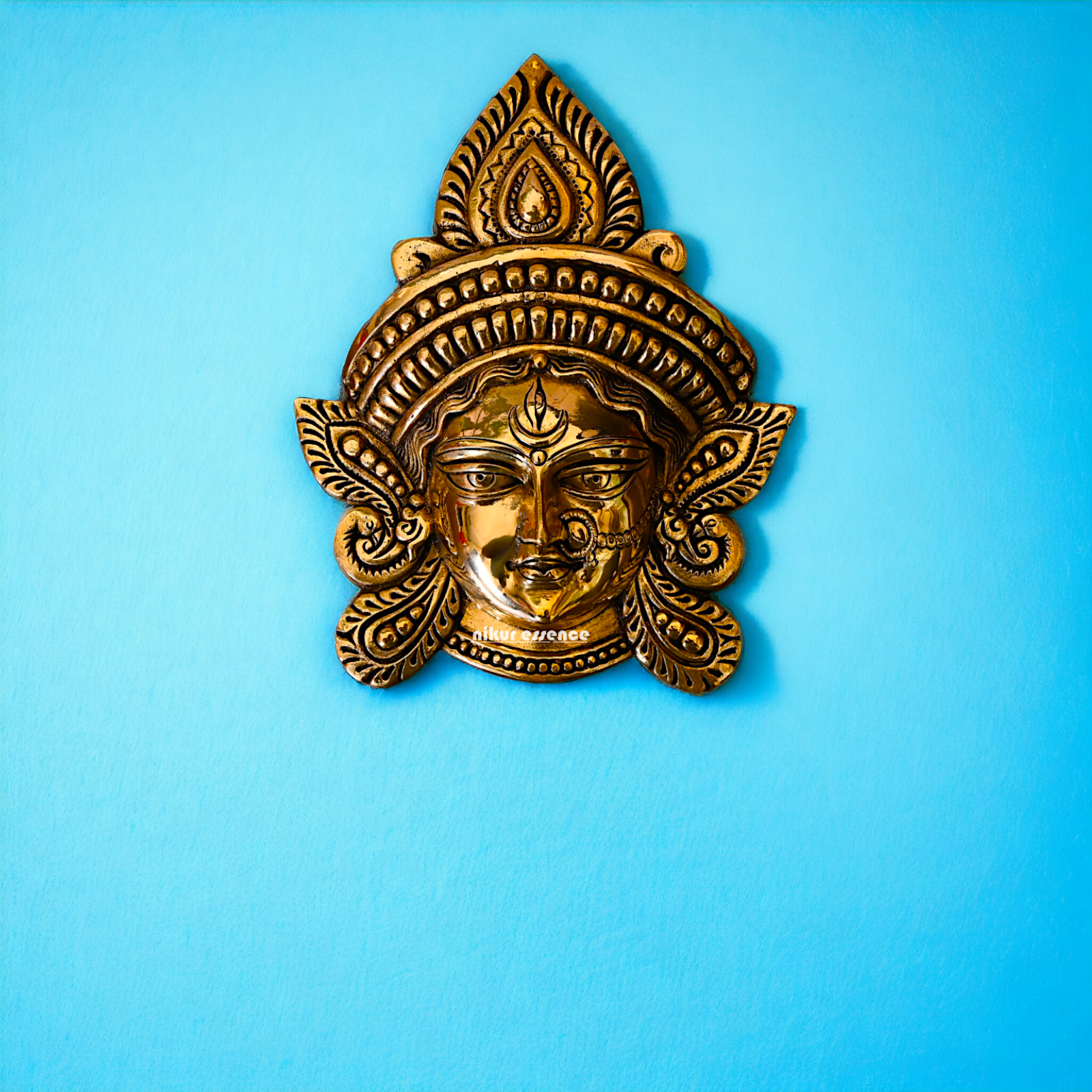 Pure Brass Durga face wall Hanging plate - 10 Inches Nikuressence