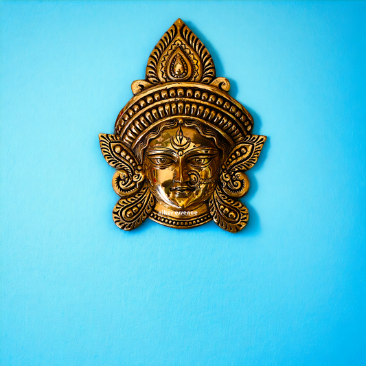 Pure Brass Durga face wall Hanging plate - 10 Inches Nikuressence