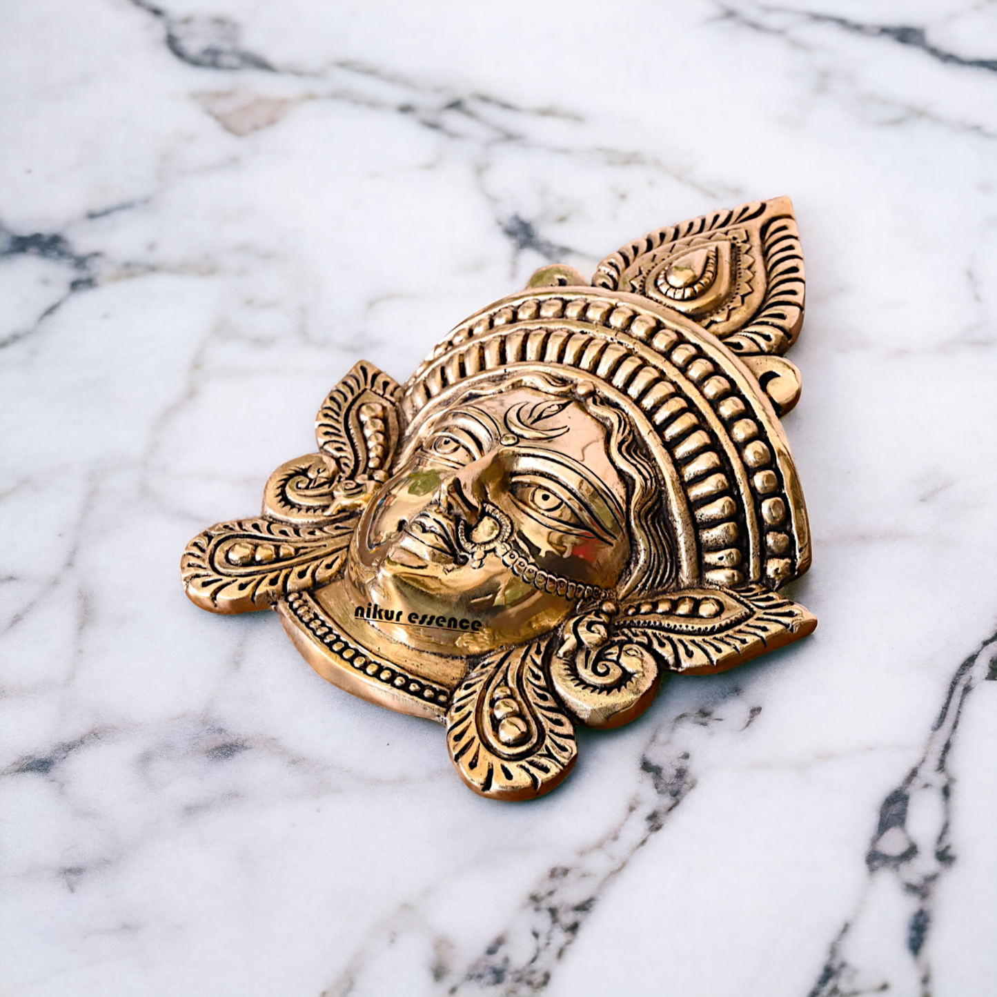 Pure Brass Durga face wall Hanging plate - 10 Inches Nikuressence