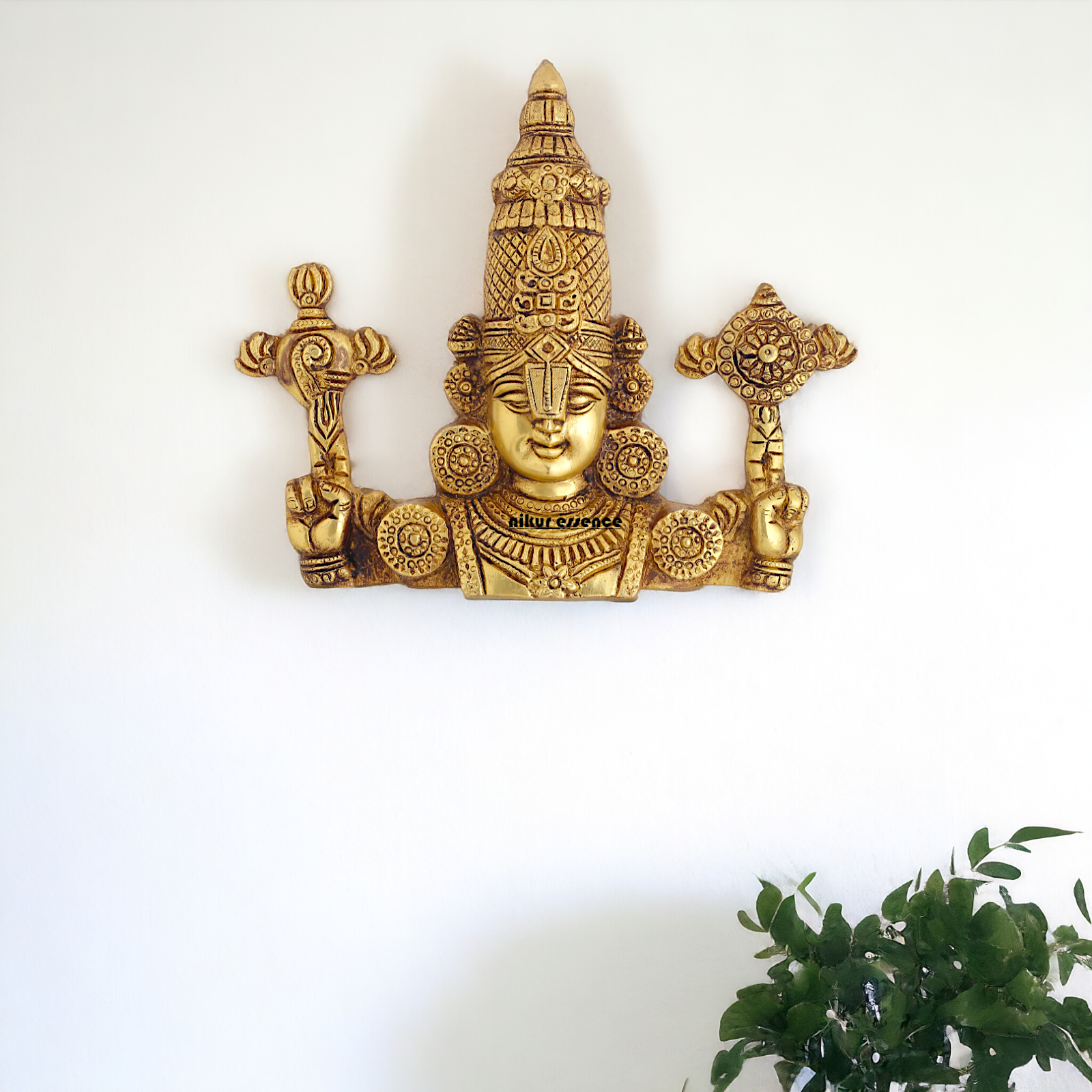 Pure Brass Tirupati Balaji Hanging plate - 9 Inches Nikuressence