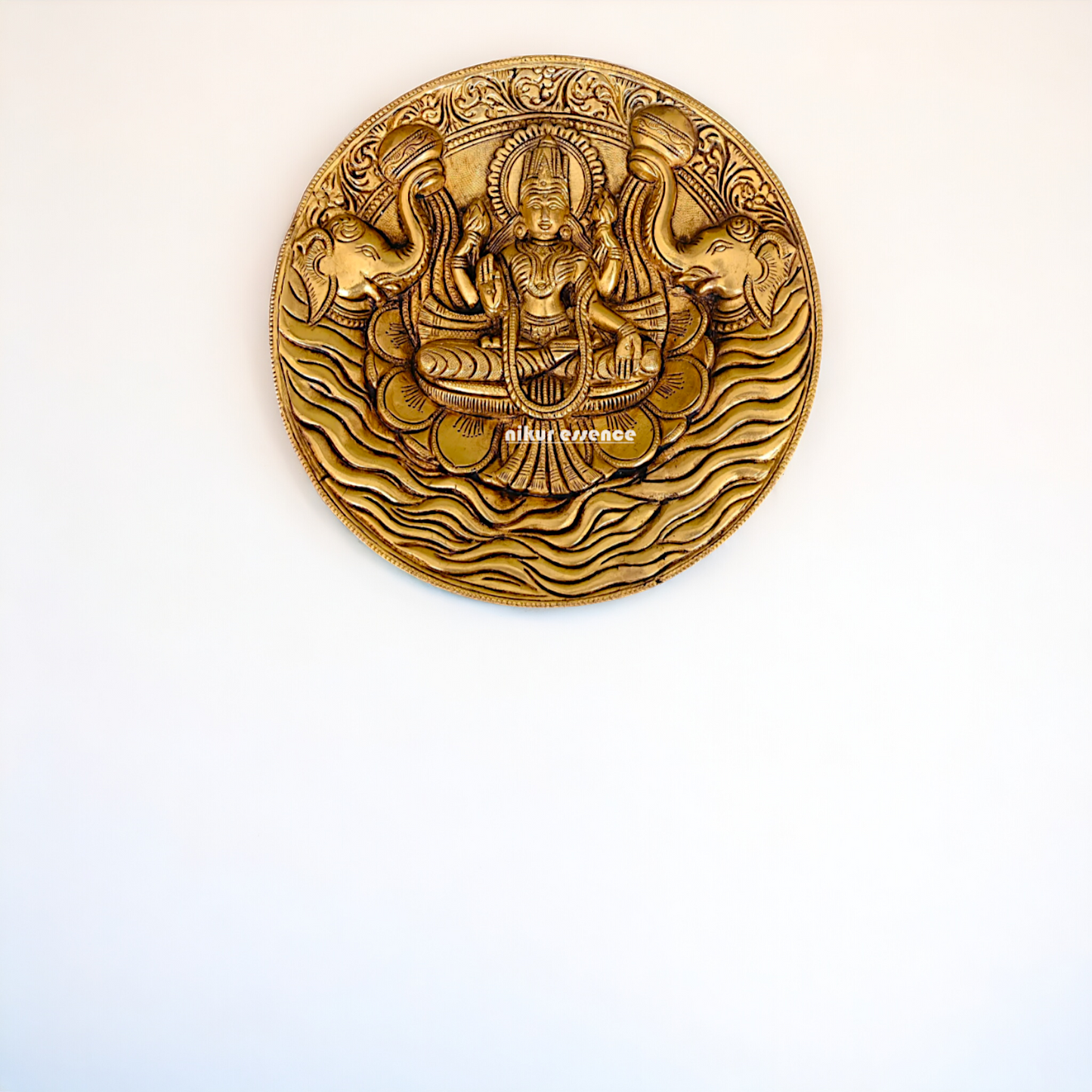 Pure Brass Gaja Lakshmi wall Hanging plate - 7.5 Inches Nikuressence