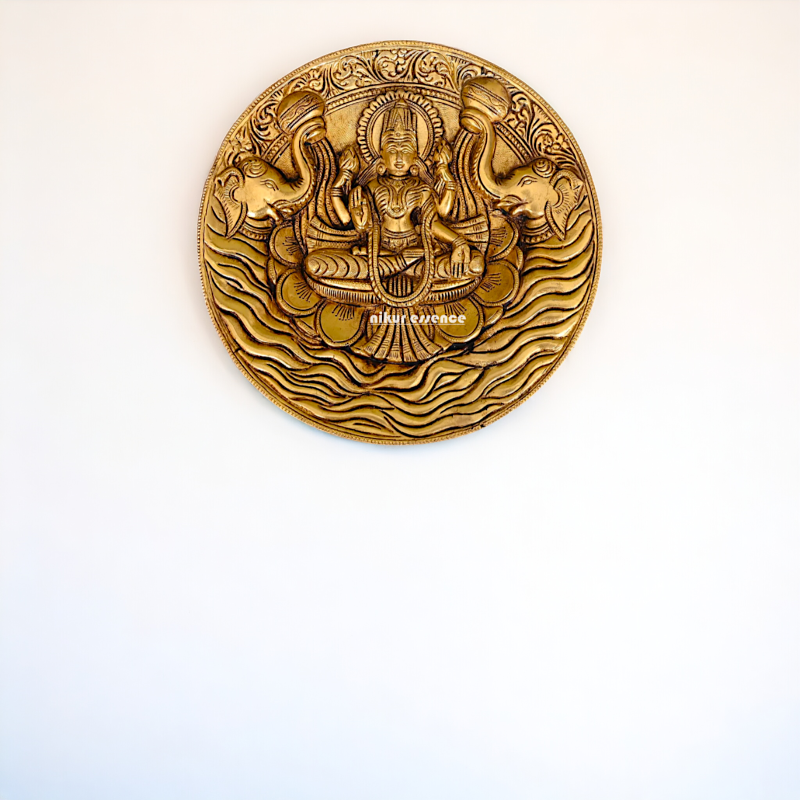 Pure Brass Gaja Lakshmi wall Hanging plate - 7.5 Inches Nikuressence