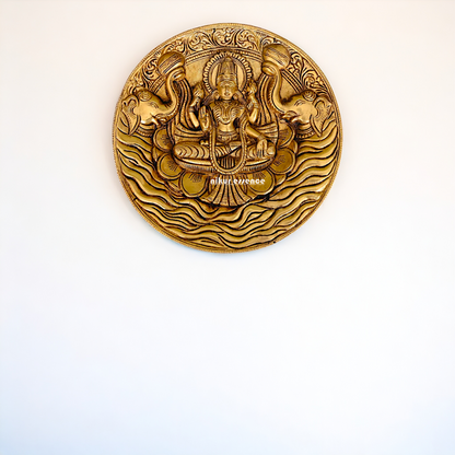 Pure Brass Gaja Lakshmi wall Hanging plate - 7.5 Inches Nikuressence