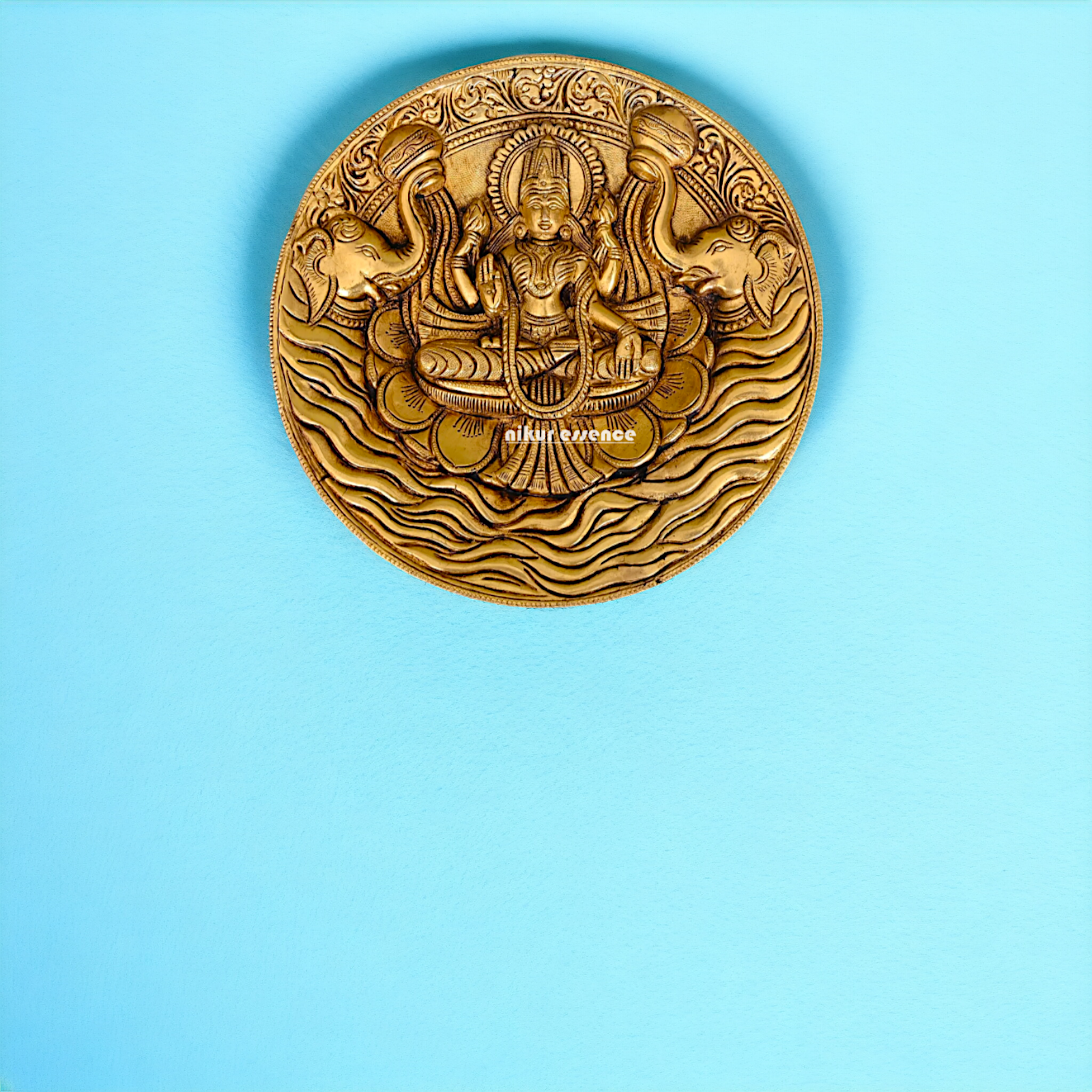 Pure Brass Gaja Lakshmi wall Hanging plate - 7.5 Inches Nikuressence