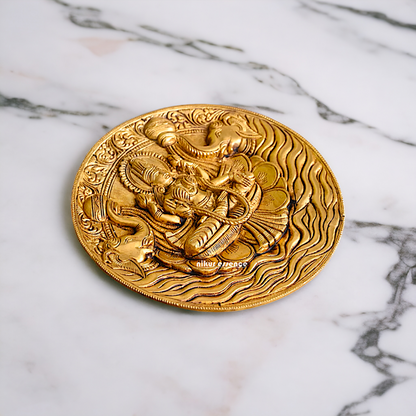 Pure Brass Gaja Lakshmi wall Hanging plate - 7.5 Inches Nikuressence