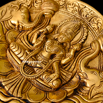 Pure Brass Gaja Lakshmi wall Hanging plate - 7.5 Inches Nikuressence