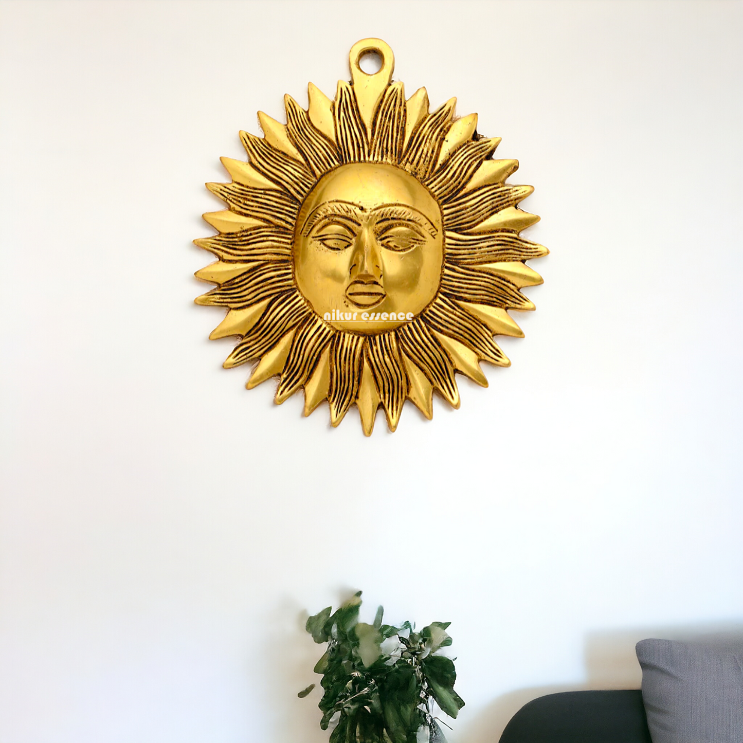 Pure Brass Sun symbol wall Hanging plate - 7 Inches Nikuressence